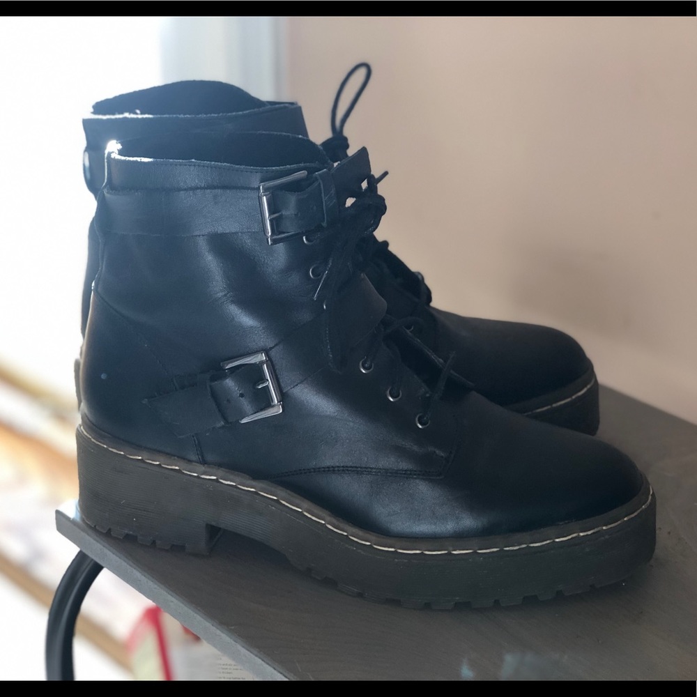 Topshop chunky lace up military boots